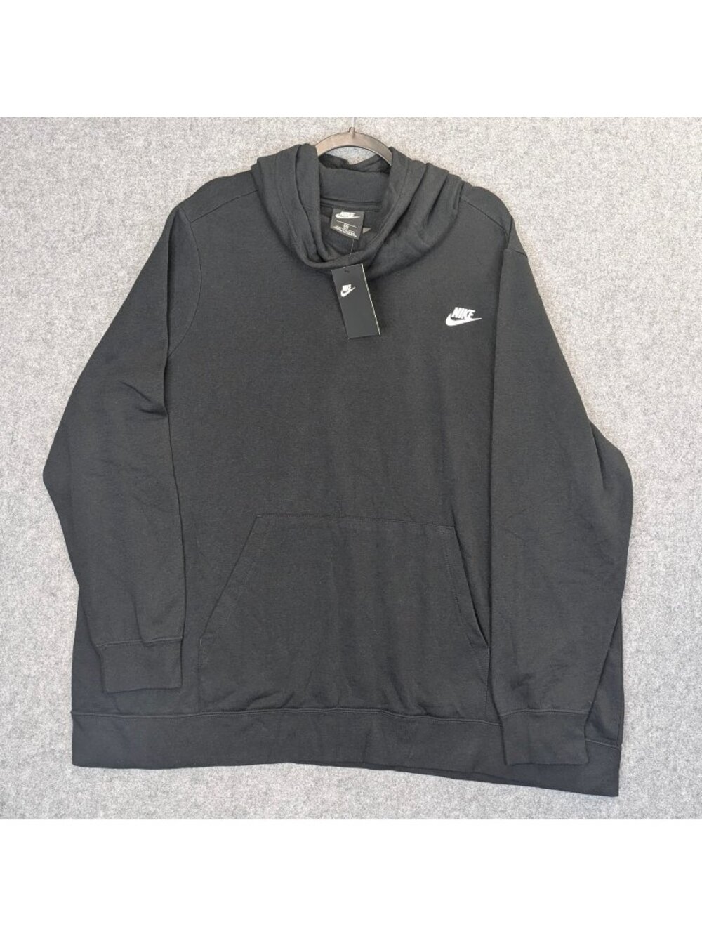 Nike Womens Black Pullover Hoodie Size 3X Cozy Fleece Cowl Funnel Neck NWT